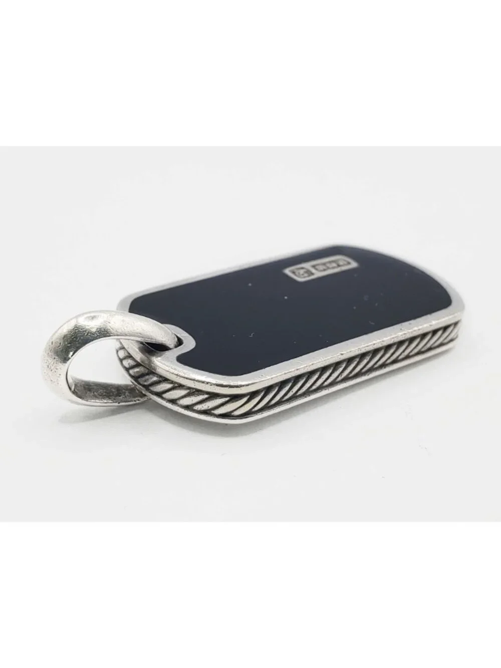 David Yurman Chevron Tag Sterling Silver with Black Onyx